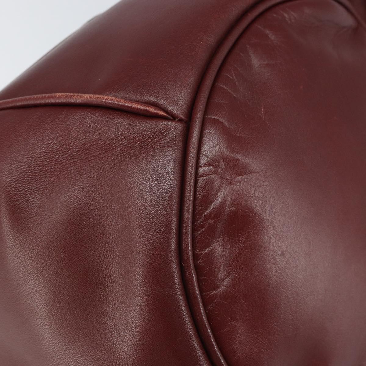 CARTIER Must Line Shoulder Bag Leather Bordeaux Gold Auth 166710