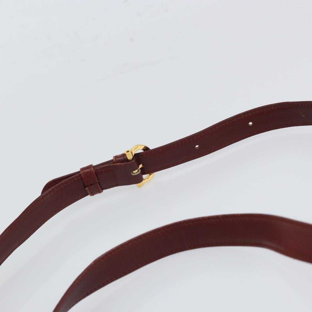 CARTIER Must Line Shoulder Bag Leather Bordeaux Gold Auth 166710