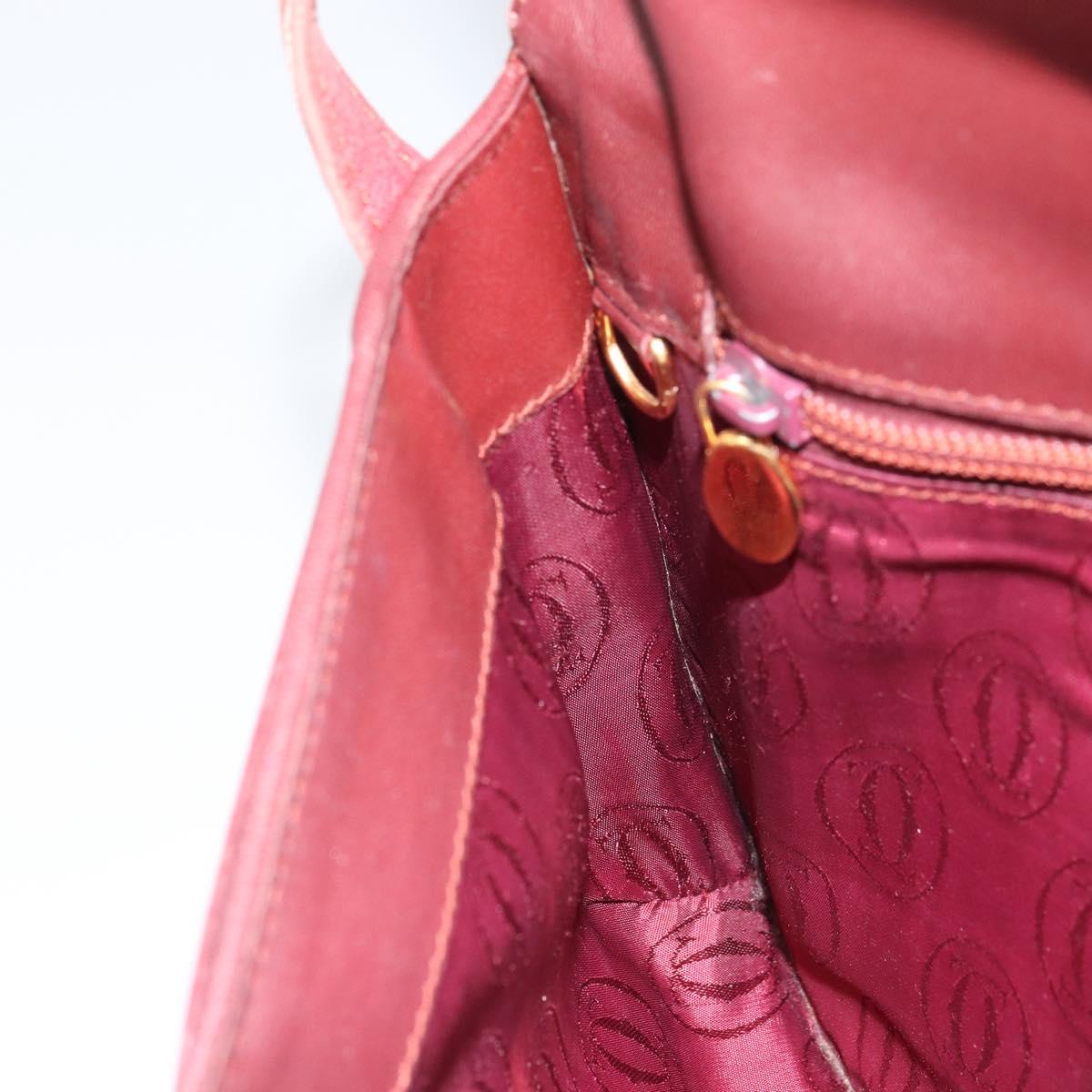 CARTIER Must Line Shoulder Bag Leather Bordeaux Gold Auth 166713