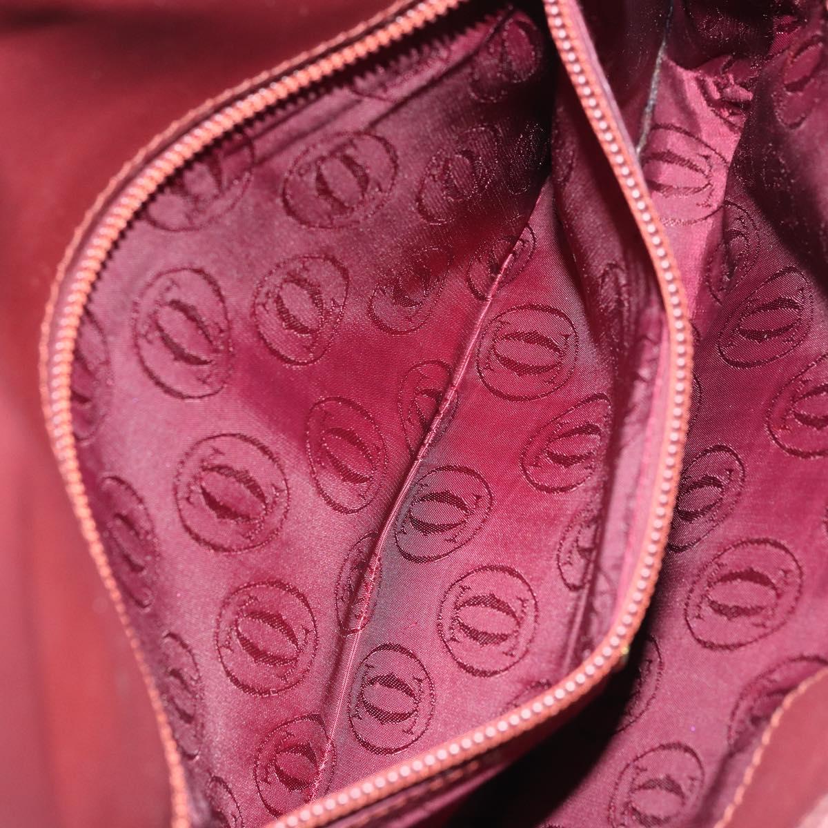 CARTIER Must Line Shoulder Bag Leather Bordeaux Gold Auth 166713