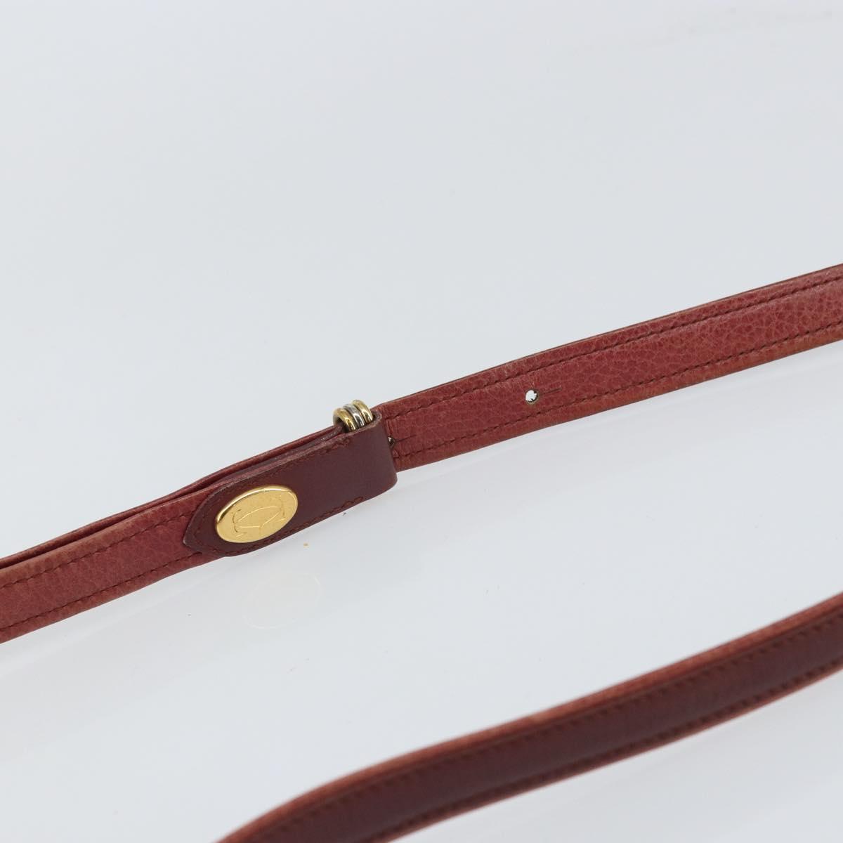 CARTIER Must Line Shoulder Bag Leather Bordeaux Gold Auth 166713