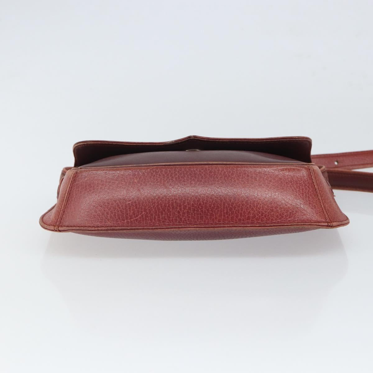 CARTIER Must Line Shoulder Bag Leather Bordeaux Gold Auth 166713