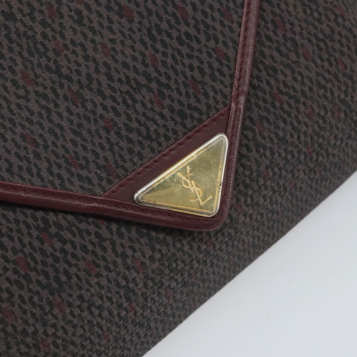 SAINT LAURENT Clutch Bag Leather Bordeaux Gold Auth 166715