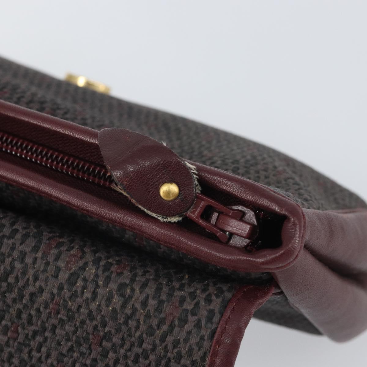 SAINT LAURENT Clutch Bag Leather Bordeaux Gold Auth 166715