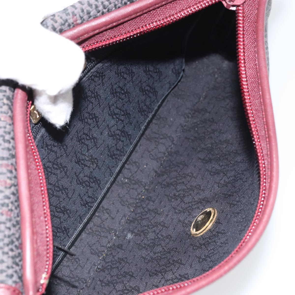 SAINT LAURENT Clutch Bag Leather Bordeaux Gold Auth 166715
