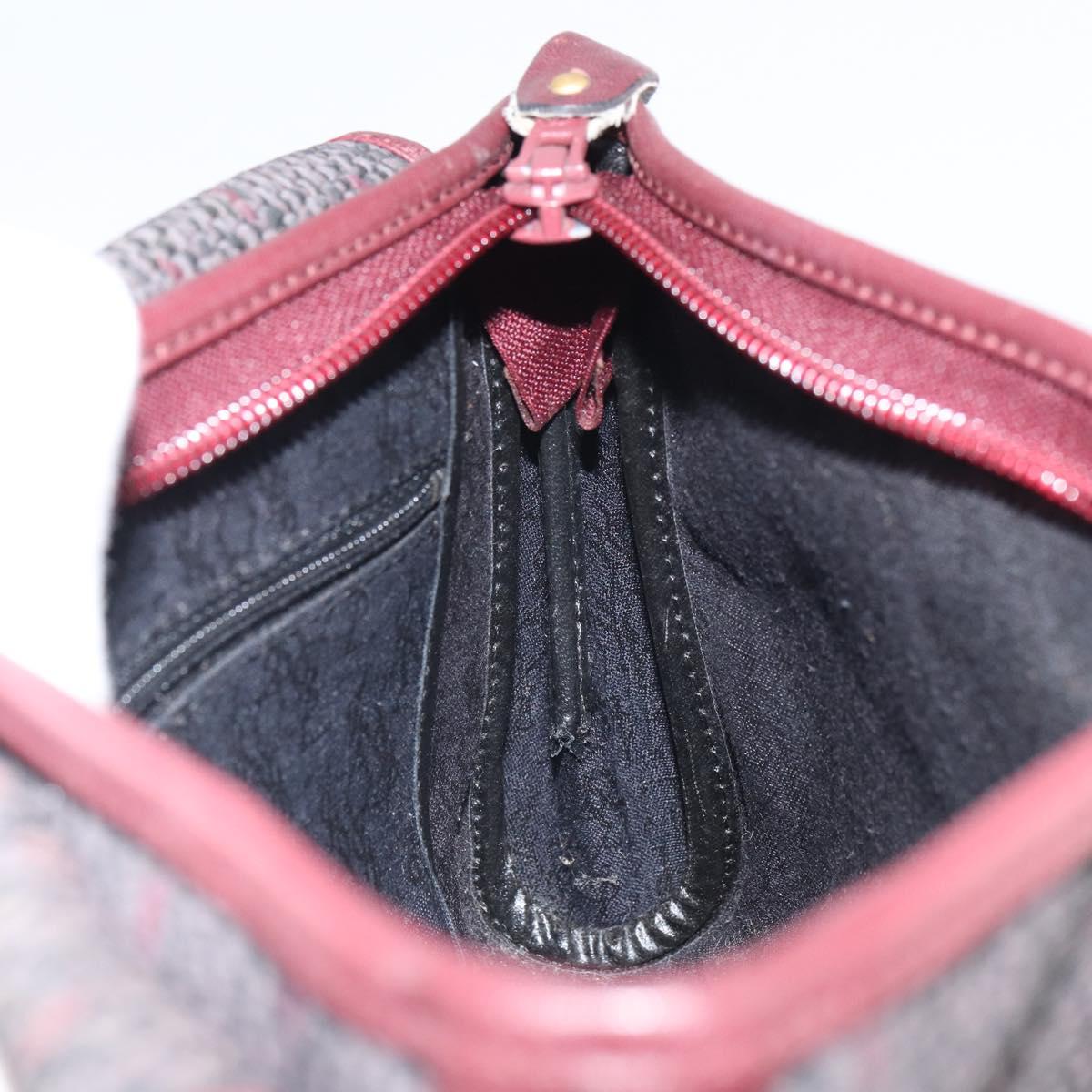 SAINT LAURENT Clutch Bag Leather Bordeaux Gold Auth 166715