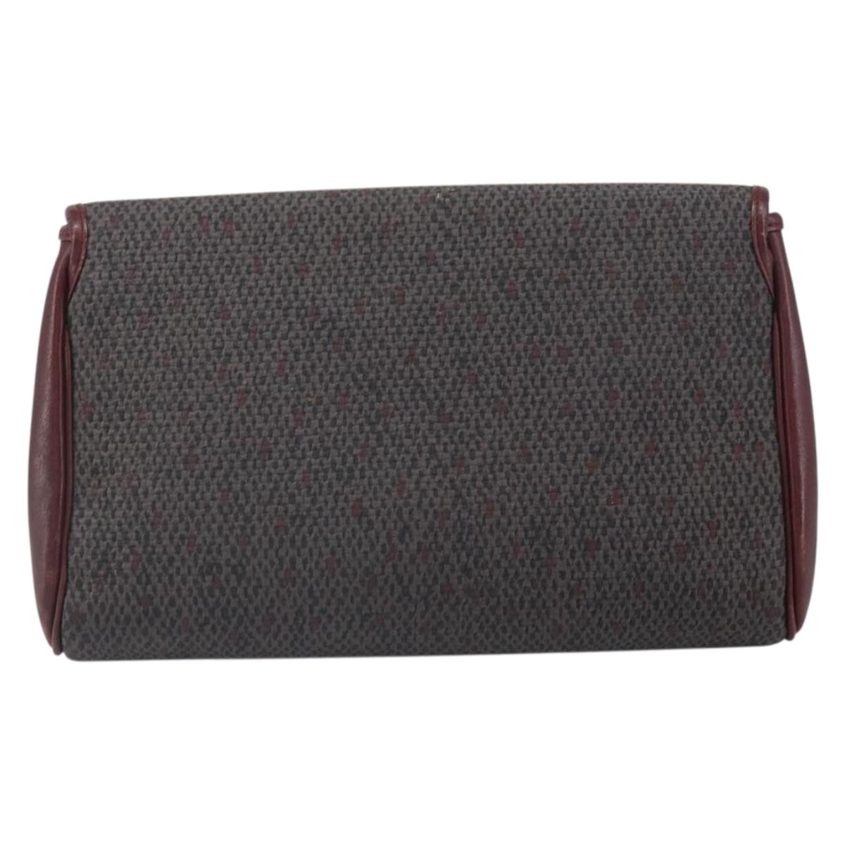 SAINT LAURENT Clutch Bag Leather Bordeaux Gold Auth 166715