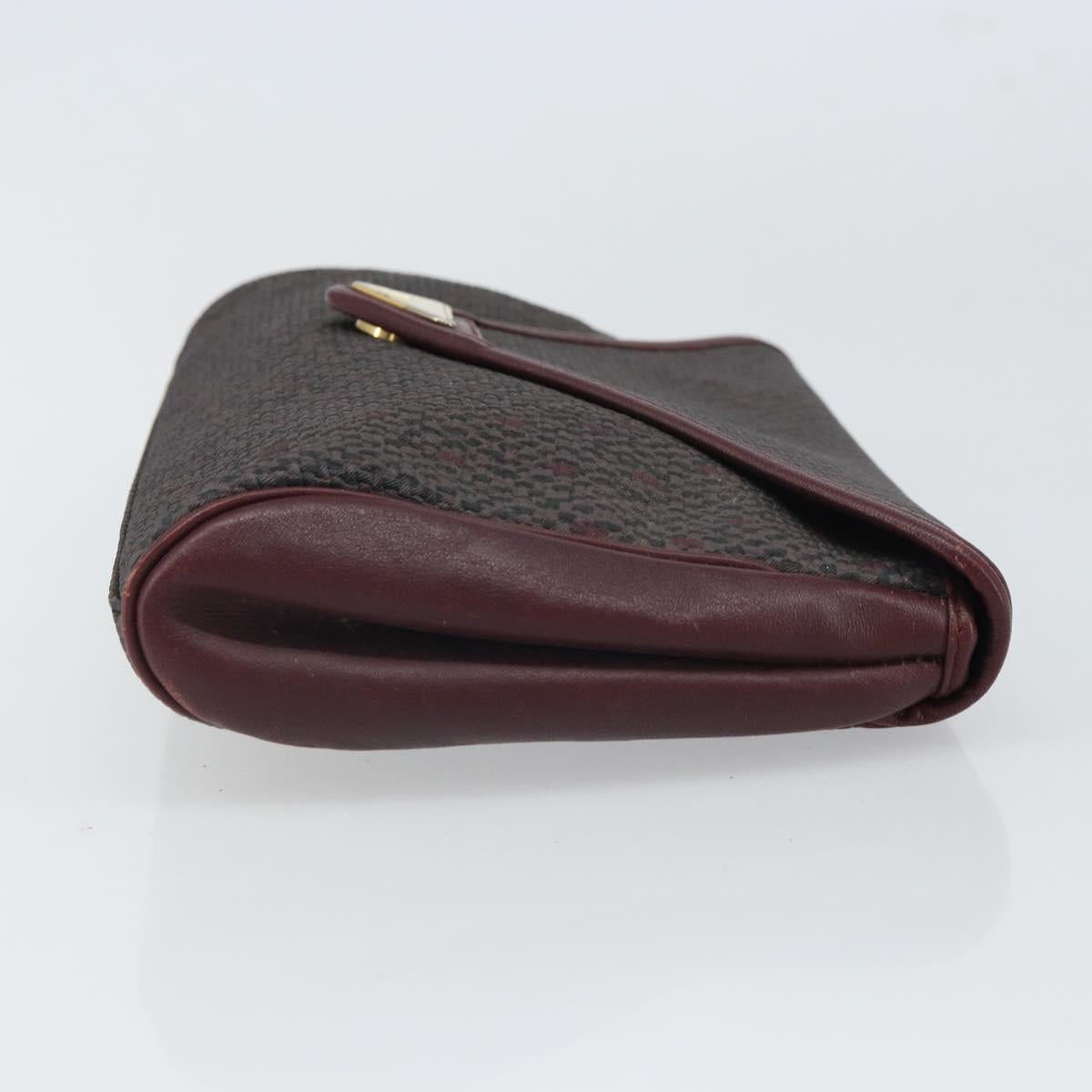 SAINT LAURENT Clutch Bag Leather Bordeaux Gold Auth 166715
