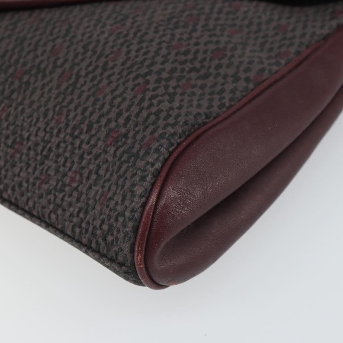 SAINT LAURENT Clutch Bag Leather Bordeaux Gold Auth 166715