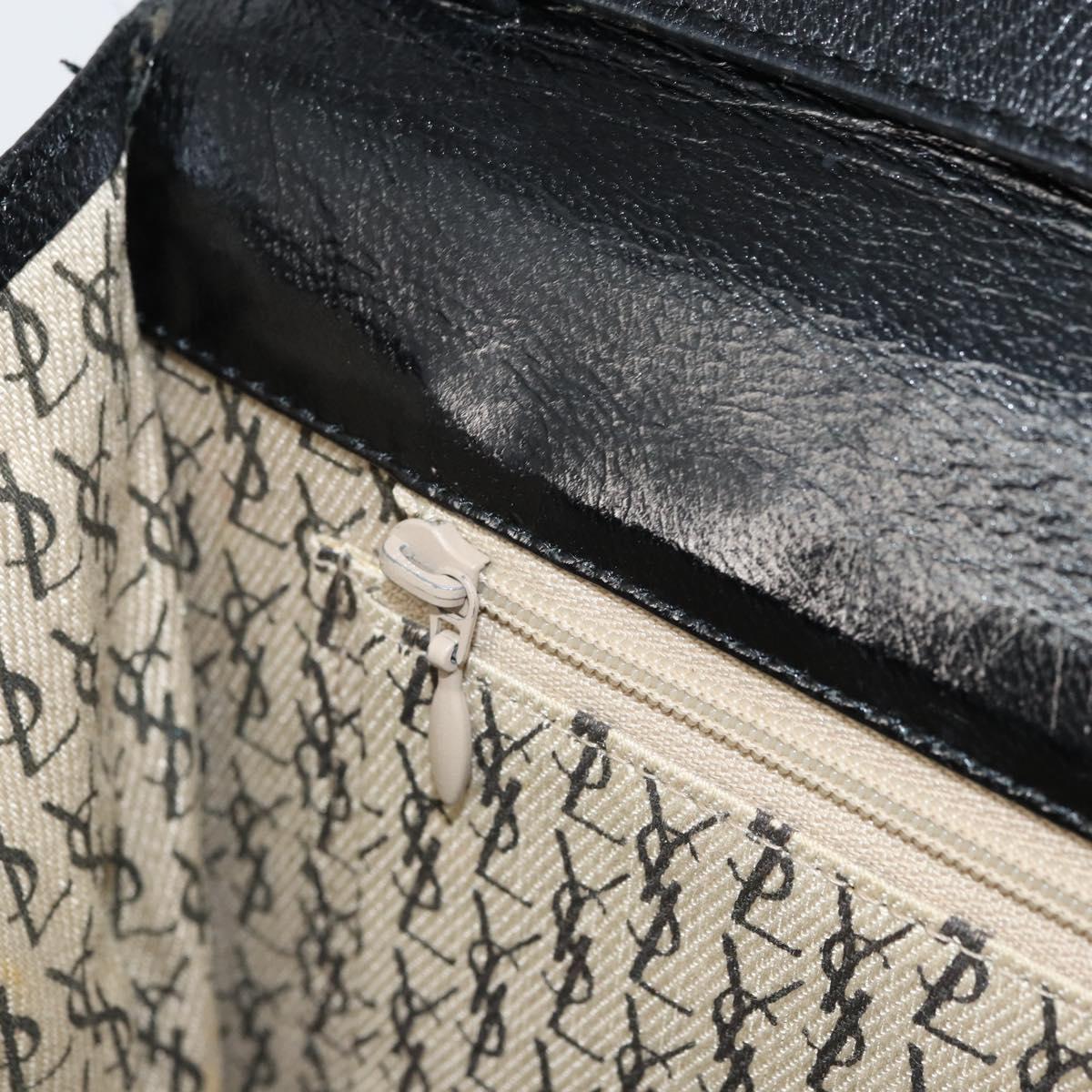 SAINT LAURENT Shoulder Bag Leather Gold Black Auth 166716