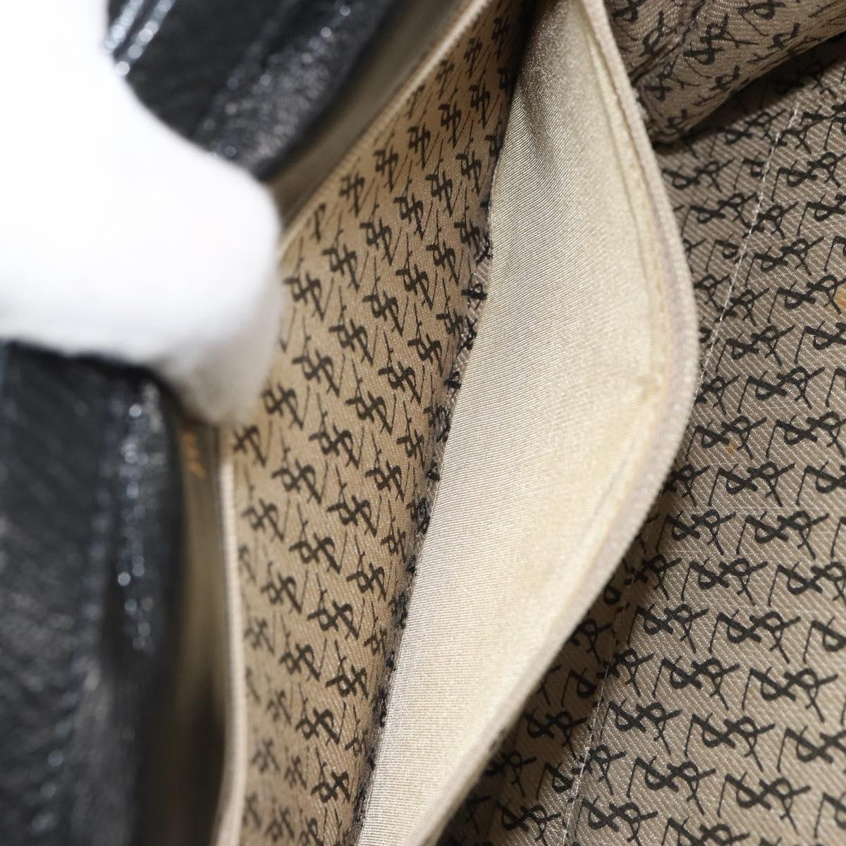 SAINT LAURENT Shoulder Bag Leather Gold Black Auth 166716