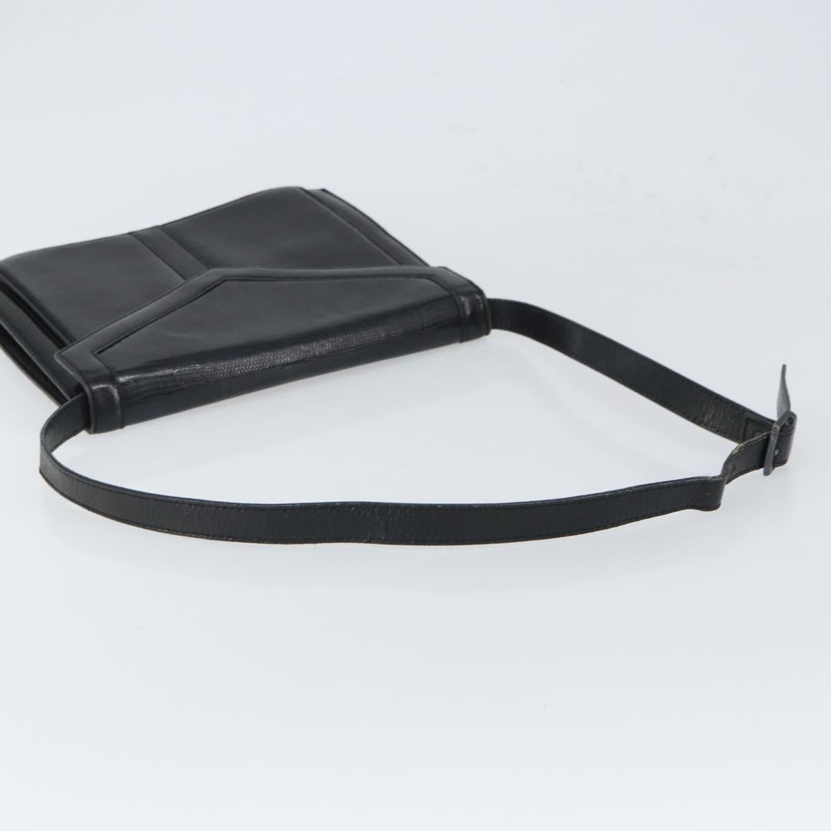 SAINT LAURENT Shoulder Bag Leather Gold Black Auth 166716