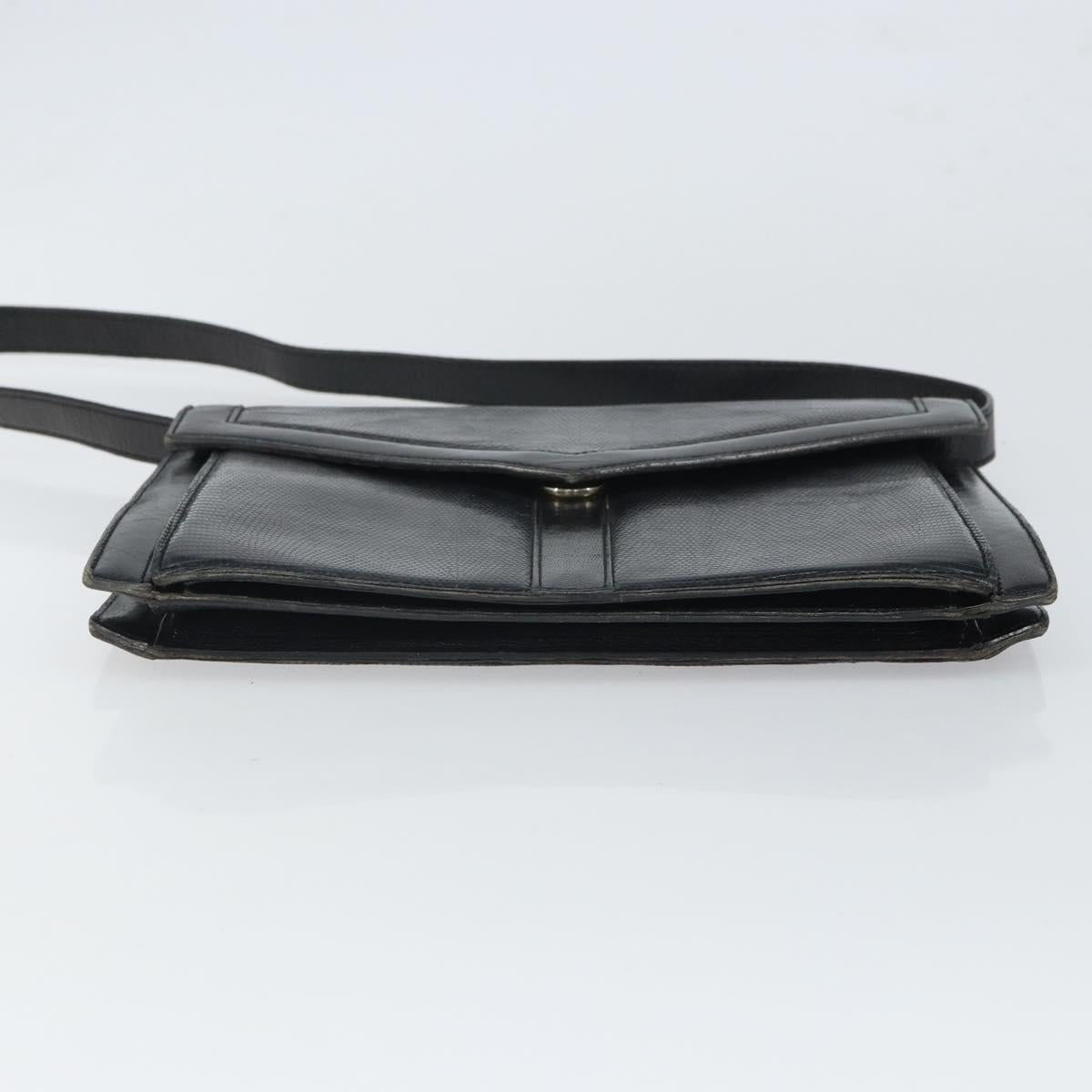 SAINT LAURENT Shoulder Bag Leather Gold Black Auth 166716