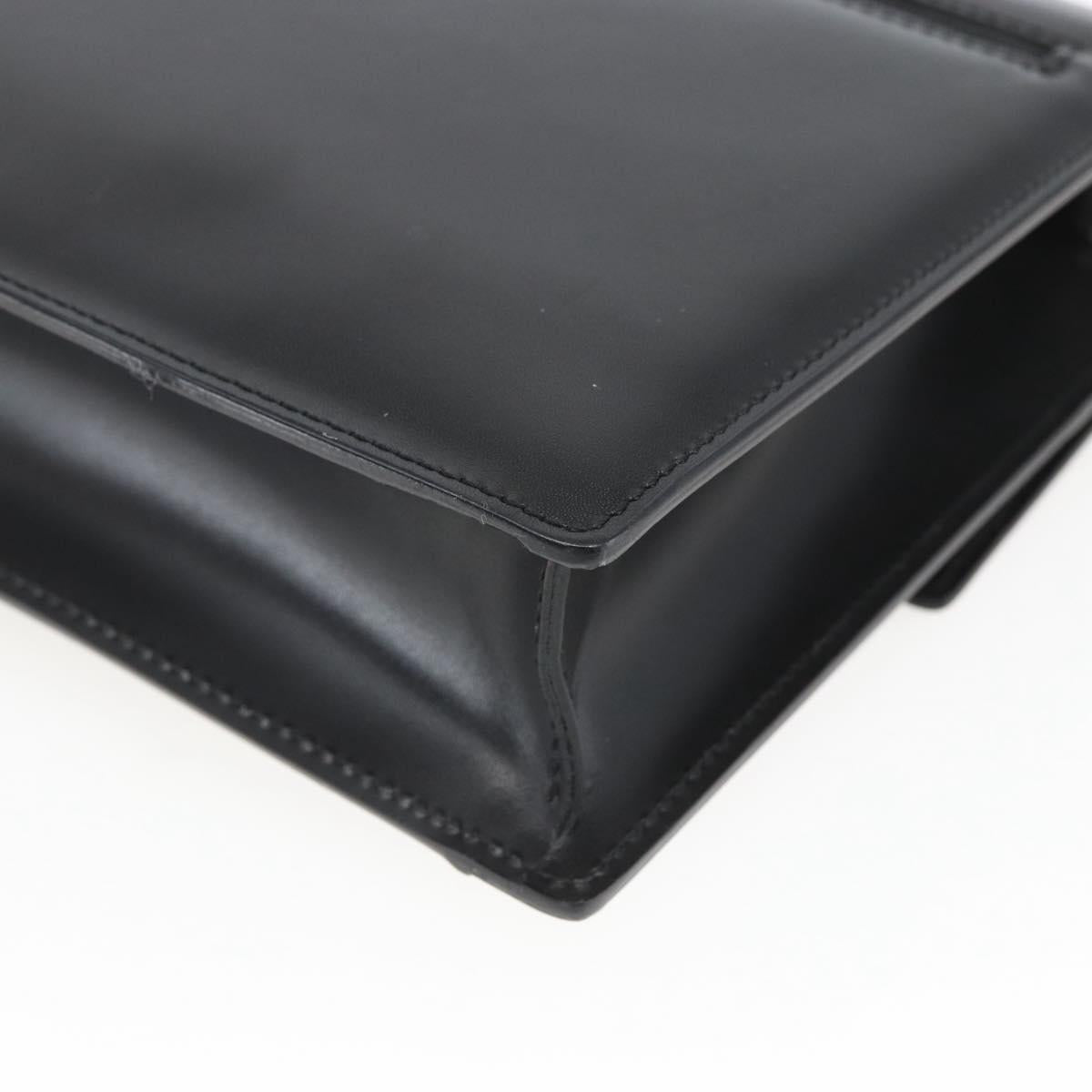 VERSACE Clutch Bag Leather Black Silver Auth 166718