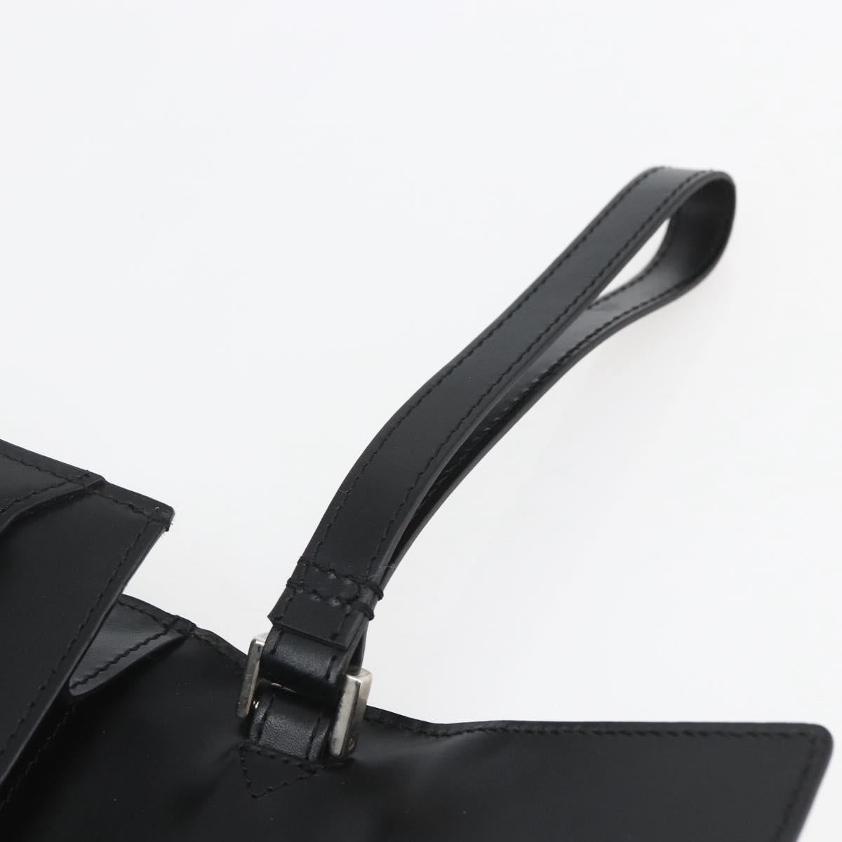 VERSACE Clutch Bag Leather Black Silver Auth 166718