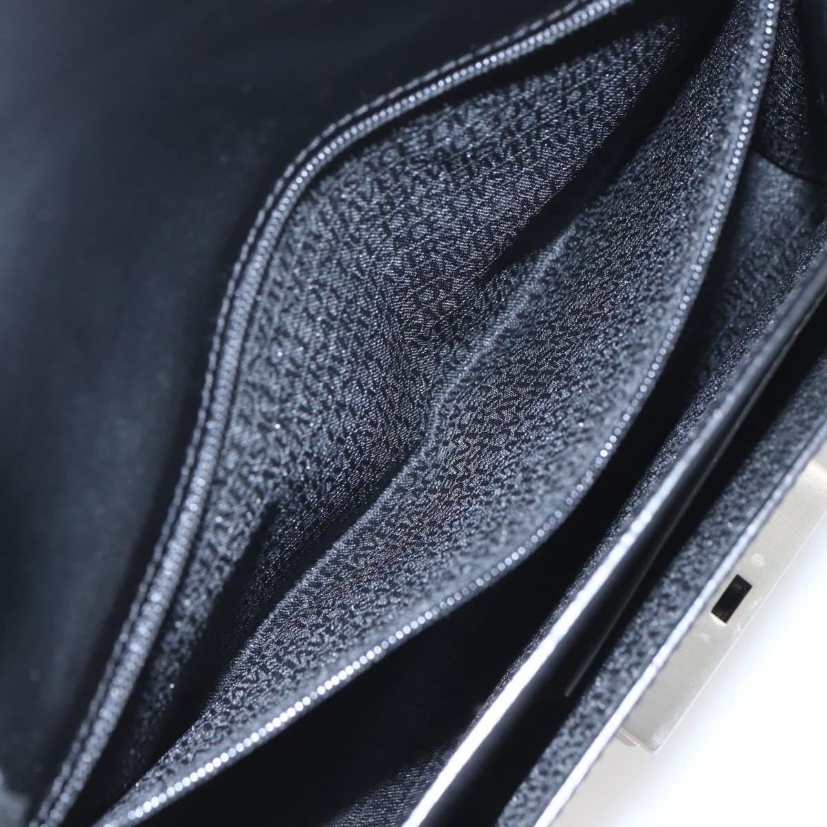 VERSACE Clutch Bag Leather Black Silver Auth 166718
