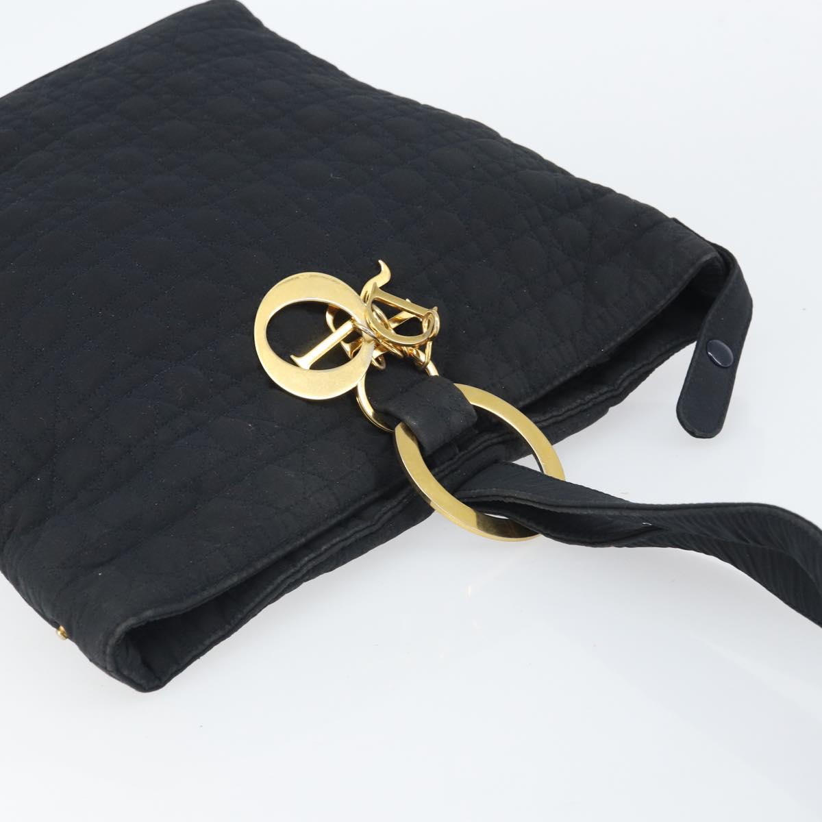 Christian Dior Canage Shoulder Bag Black Gold Auth 166720
