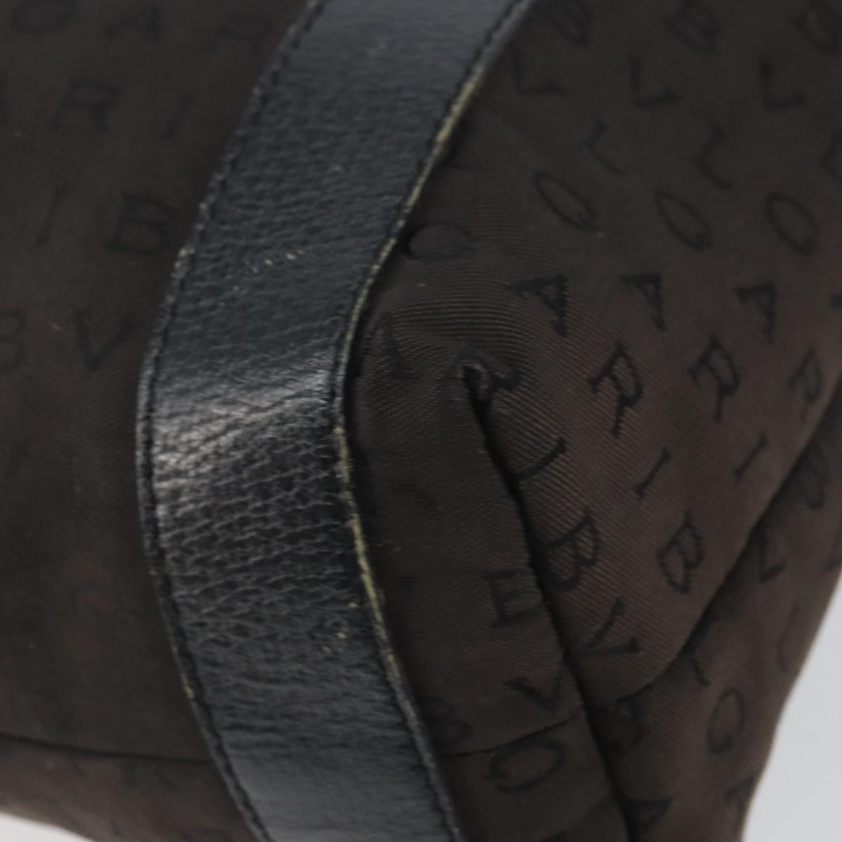 BVLGARI Logo Mania Tote Bag Canvas Black Silver Auth 166723