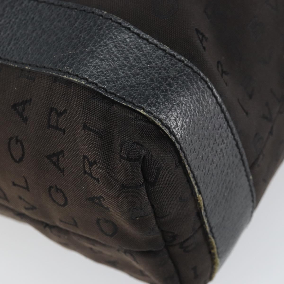 BVLGARI Logo Mania Tote Bag Canvas Black Silver Auth 166723