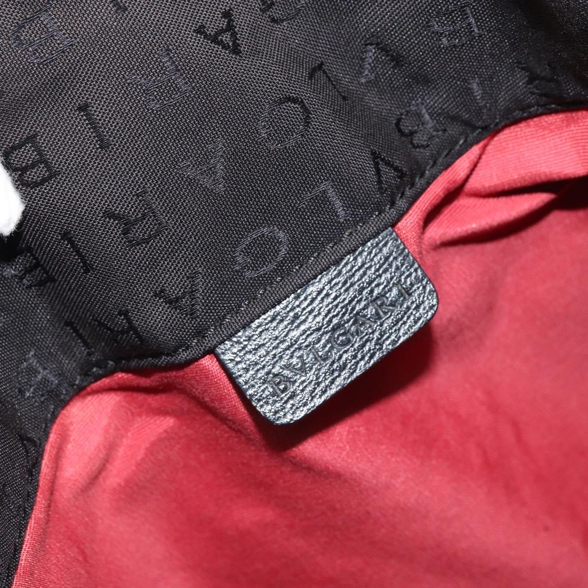 BVLGARI Logo Mania Tote Bag Canvas Black Silver Auth 166723