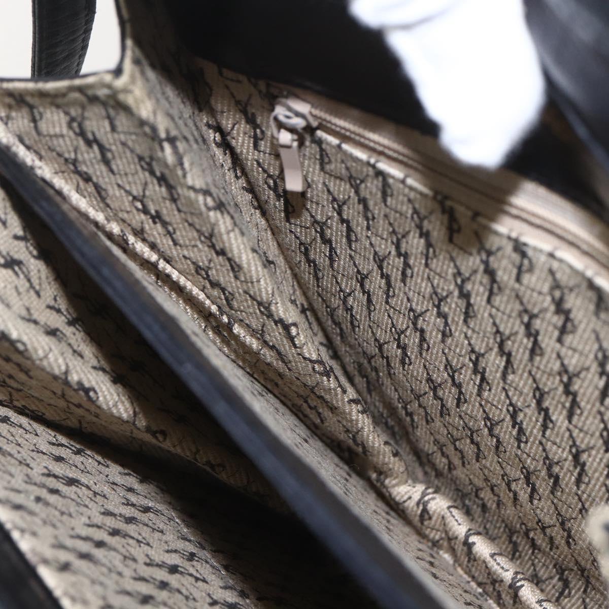 SAINT LAURENT Shoulder Bag Leather Gold Black Auth 166724