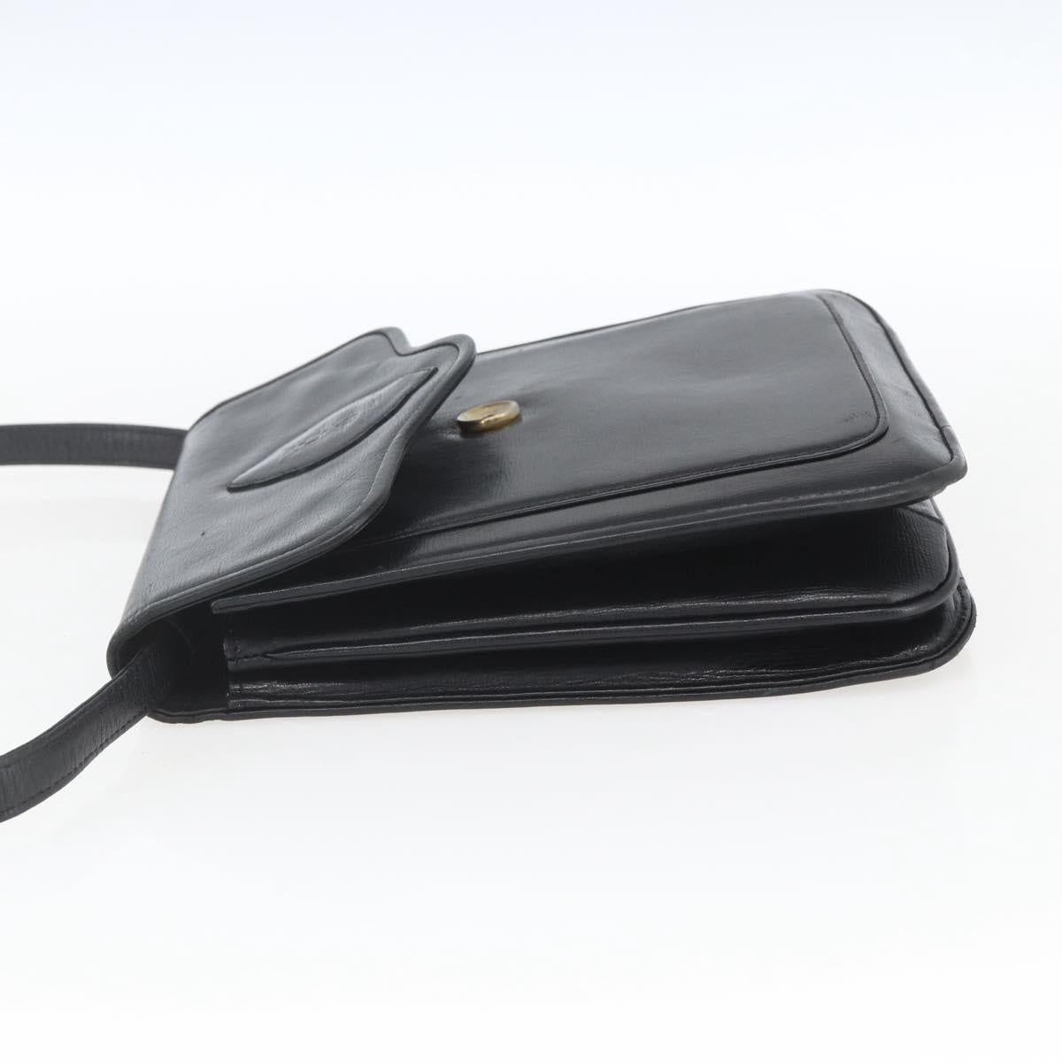 SAINT LAURENT Shoulder Bag Leather Gold Black Auth 166724