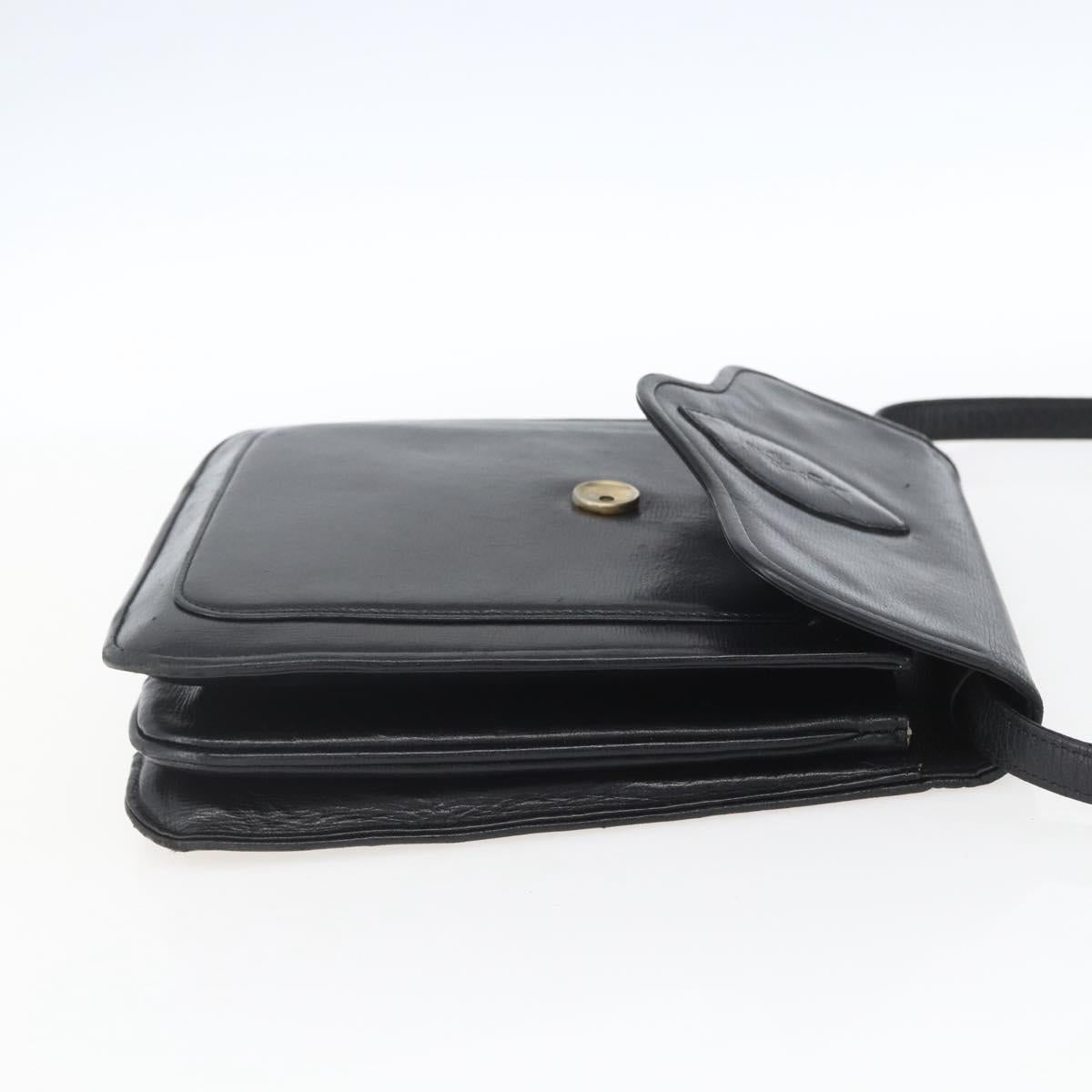 SAINT LAURENT Shoulder Bag Leather Gold Black Auth 166724