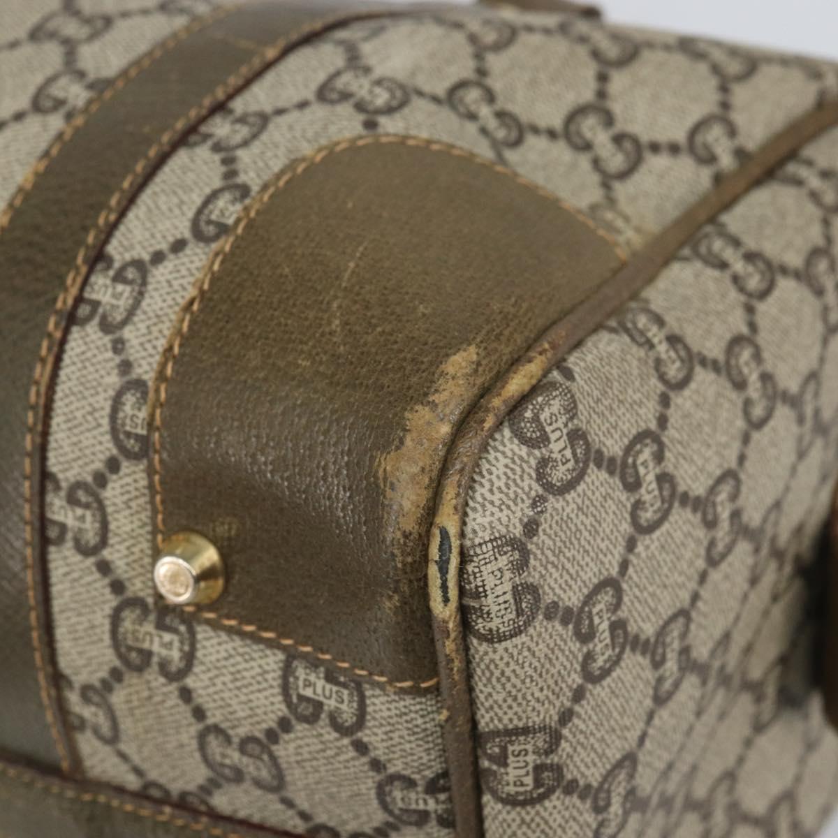 GUCCI GG Plus Supreme Boston Bag PVC Beige Gold Auth 166725