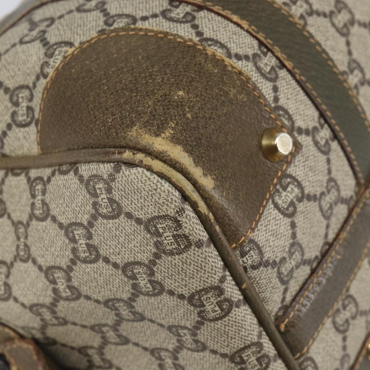 GUCCI GG Plus Supreme Boston Bag PVC Beige Gold Auth 166725
