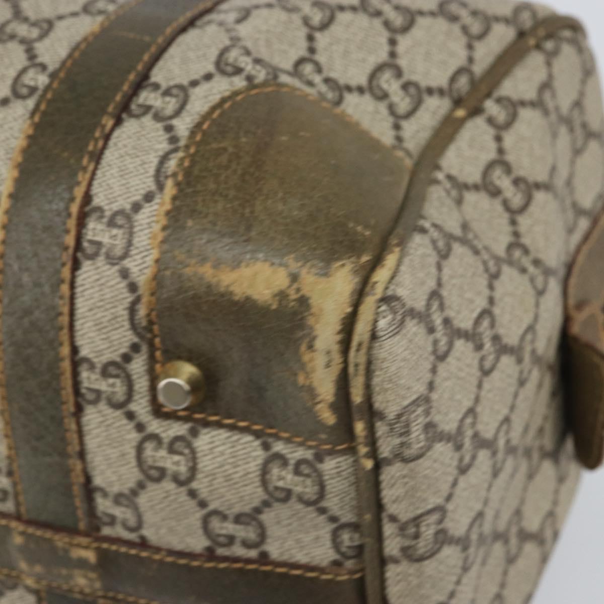 GUCCI GG Plus Supreme Boston Bag PVC Beige Gold Auth 166725