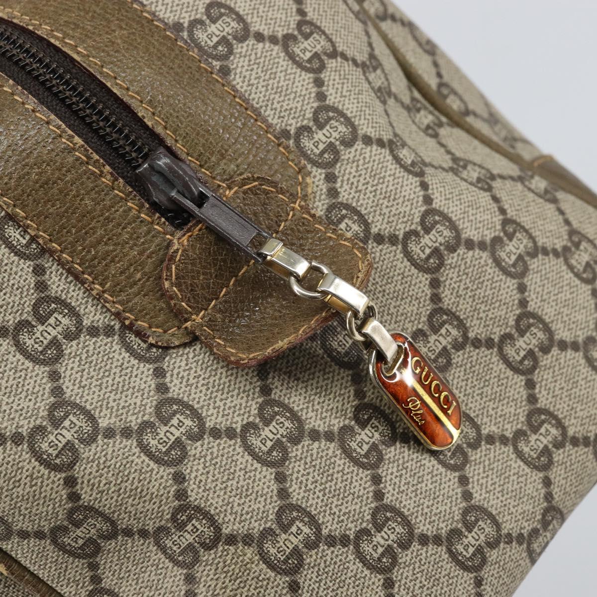 GUCCI GG Plus Supreme Boston Bag PVC Beige Gold Auth 166725