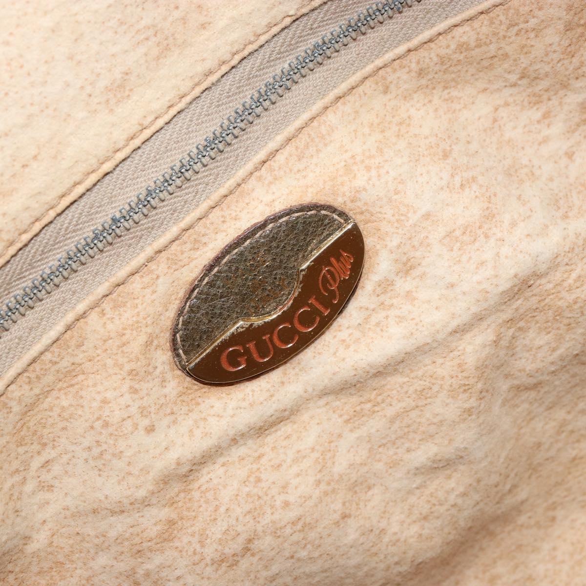 GUCCI GG Plus Supreme Boston Bag PVC Beige Gold Auth 166725