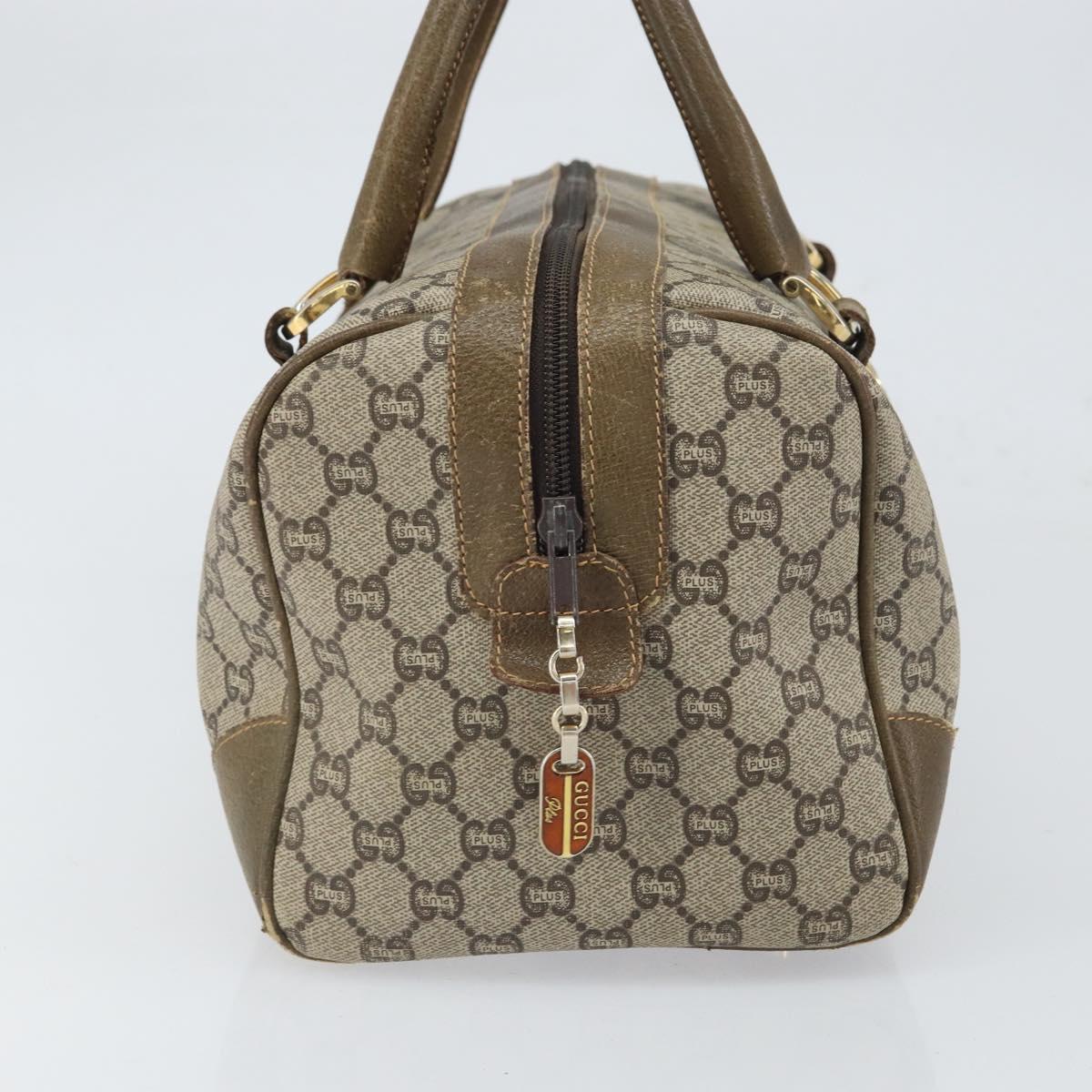 GUCCI GG Plus Supreme Boston Bag PVC Beige Gold Auth 166725