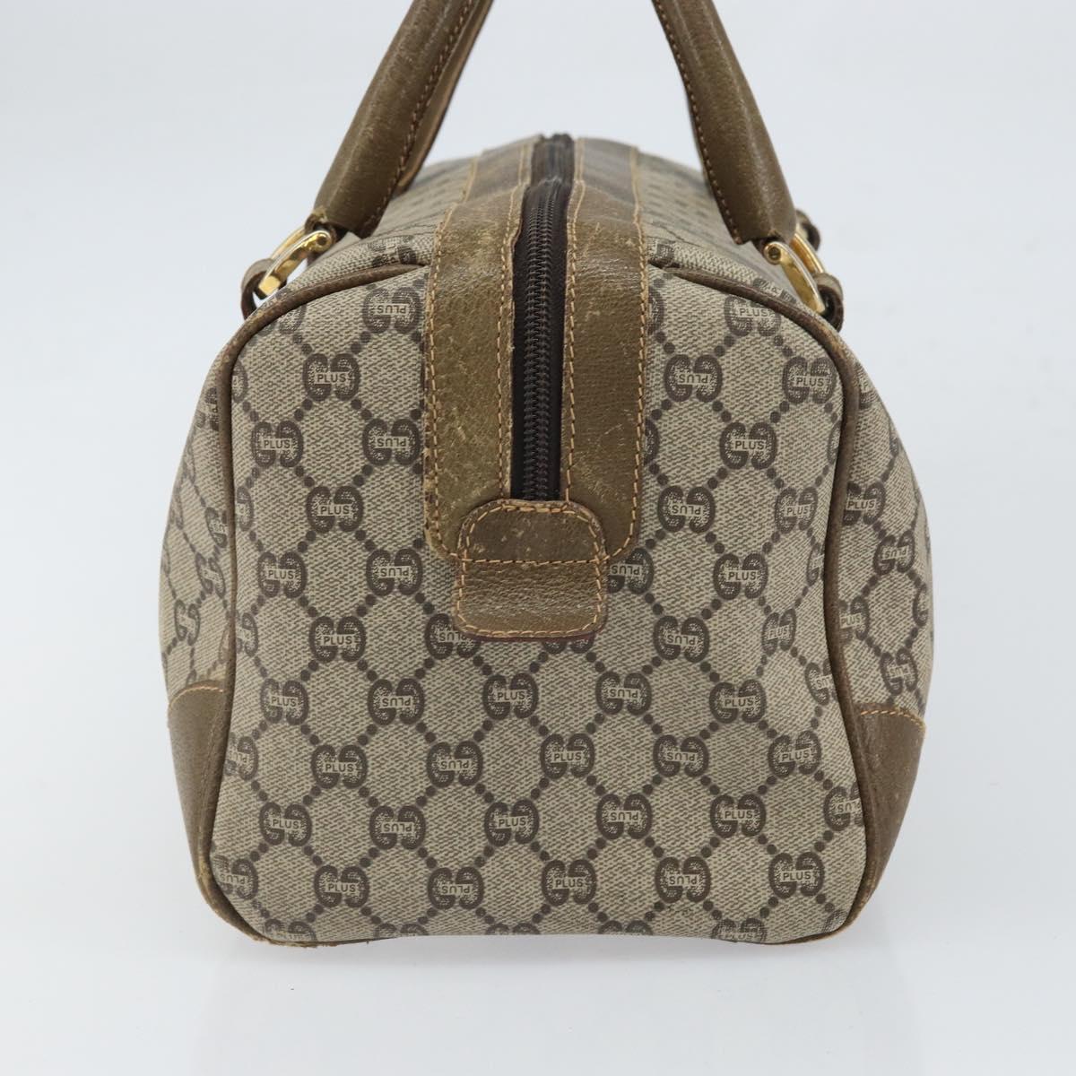 GUCCI GG Plus Supreme Boston Bag PVC Beige Gold Auth 166725