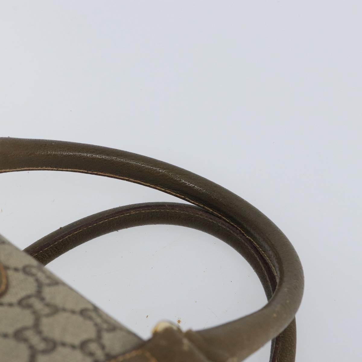 GUCCI GG Plus Supreme Boston Bag PVC Beige Gold Auth 166725