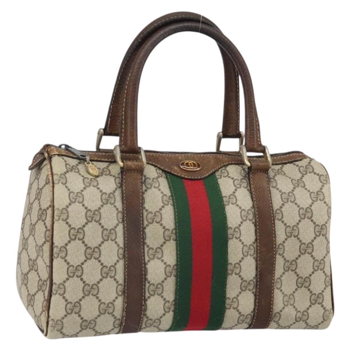 GUCCI GG Supreme Web Sherry Line Bag PVC Beige Red 012 3841 58 Auth 166727