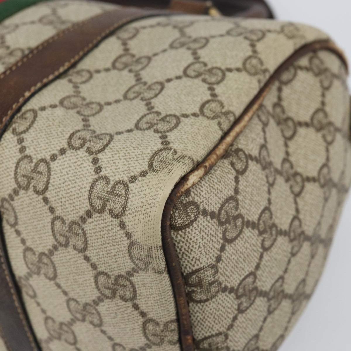 GUCCI GG Supreme Web Sherry Line Bag PVC Beige Red 012 3841 58 Auth 166727