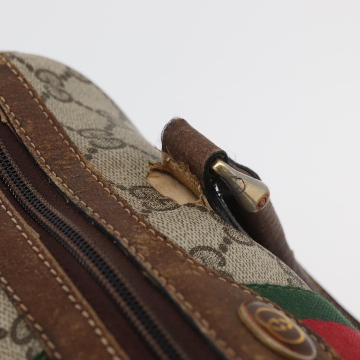 GUCCI GG Supreme Web Sherry Line Bag PVC Beige Red 012 3841 58 Auth 166727