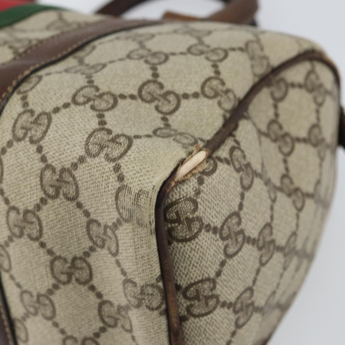 GUCCI GG Supreme Web Sherry Line Bag PVC Beige Red 012 3841 58 Auth 166727