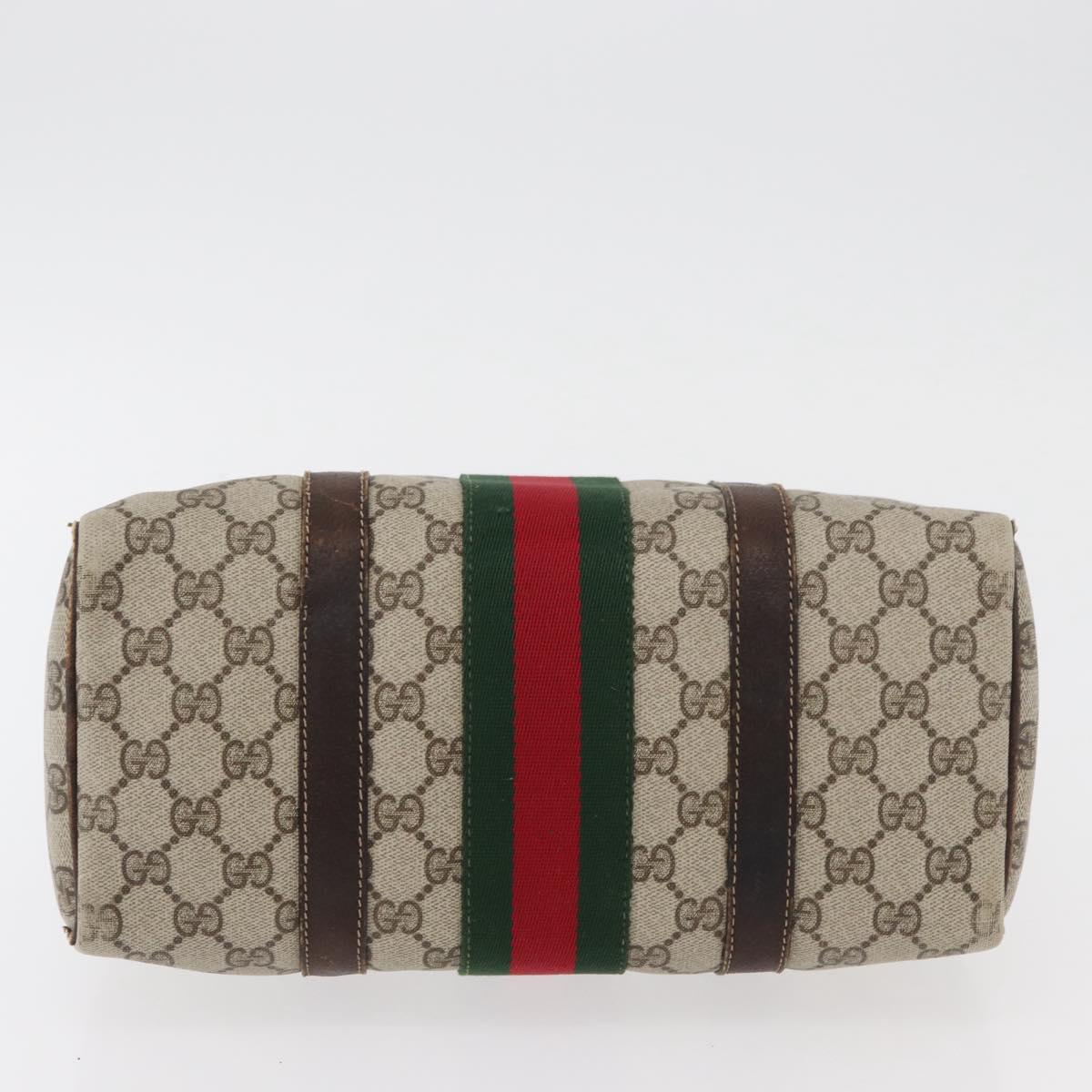 GUCCI GG Supreme Web Sherry Line Bag PVC Beige Red 012 3841 58 Auth 166727