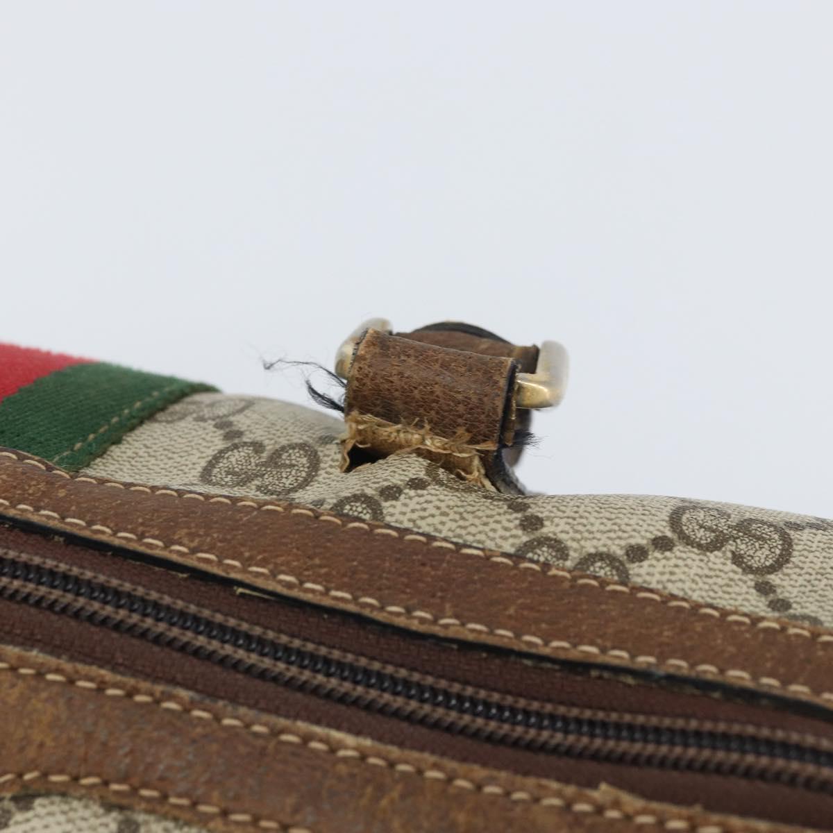 GUCCI GG Supreme Web Sherry Line Bag PVC Beige Red 012 3841 58 Auth 166727