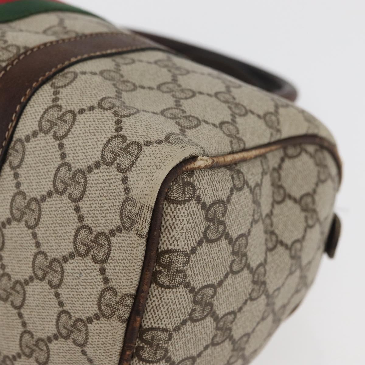 GUCCI GG Supreme Web Sherry Line Bag PVC Beige Red 012 3841 58 Auth 166727