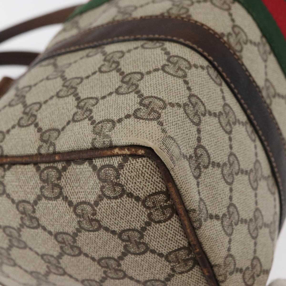 GUCCI GG Supreme Web Sherry Line Bag PVC Beige Red 012 3841 58 Auth 166727