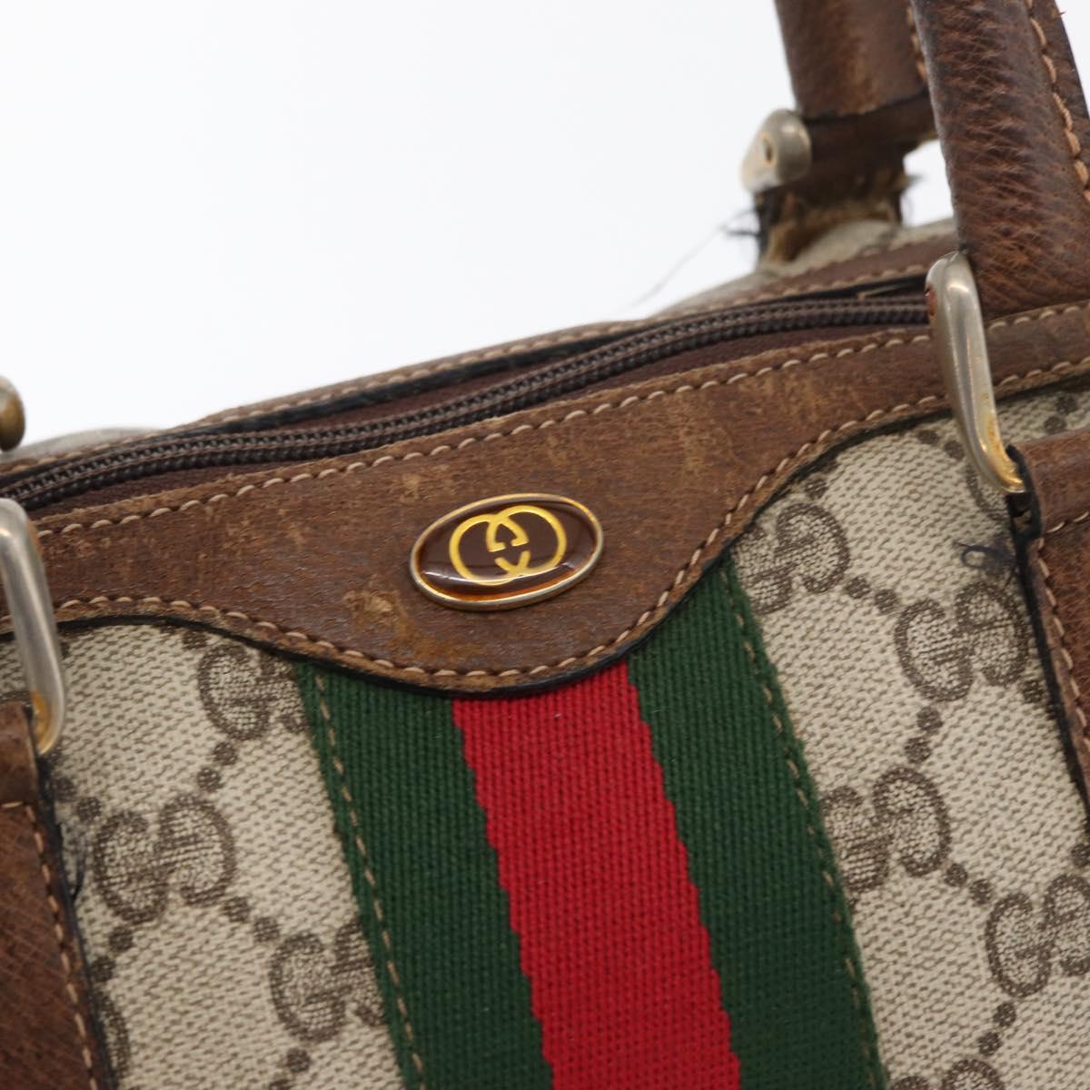 GUCCI GG Supreme Web Sherry Line Bag PVC Beige Red 012 3841 58 Auth 166727