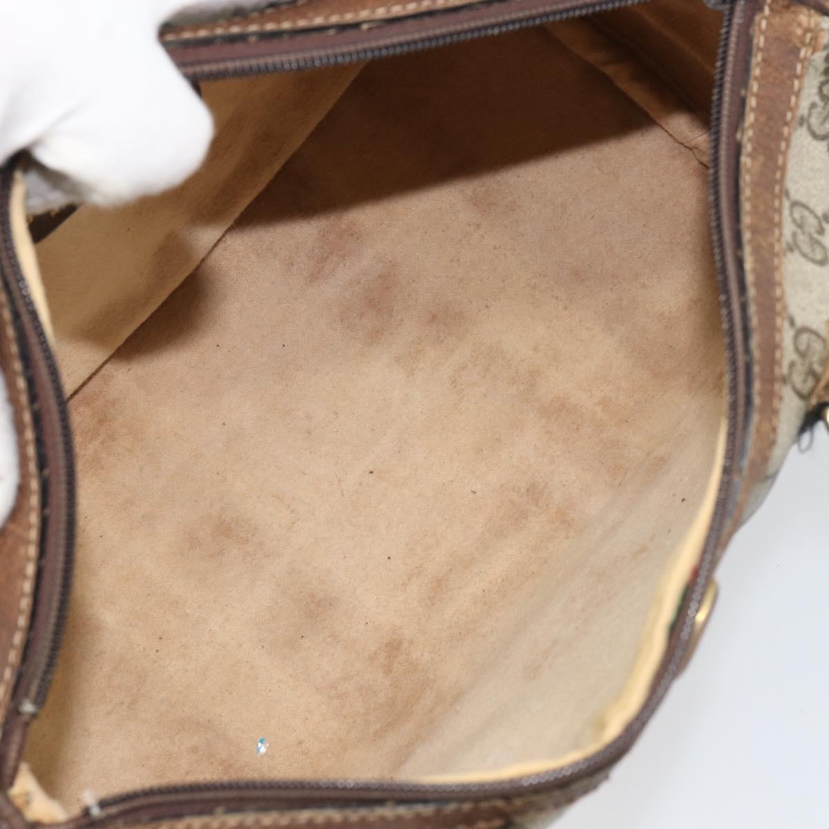 GUCCI GG Supreme Web Sherry Line Bag PVC Beige Red 012 3841 58 Auth 166727