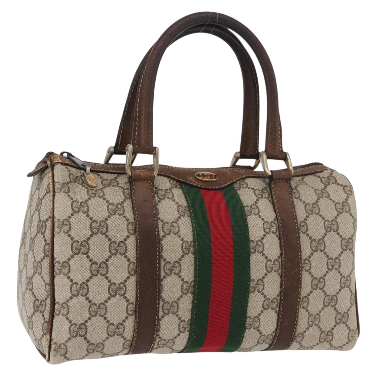 GUCCI GG Supreme Web Sherry Line Bag PVC Beige Red 012 3841 58 Auth 166727
