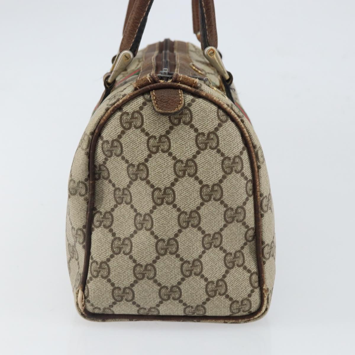 GUCCI GG Supreme Web Sherry Line Bag PVC Beige Red 012 3841 58 Auth 166727