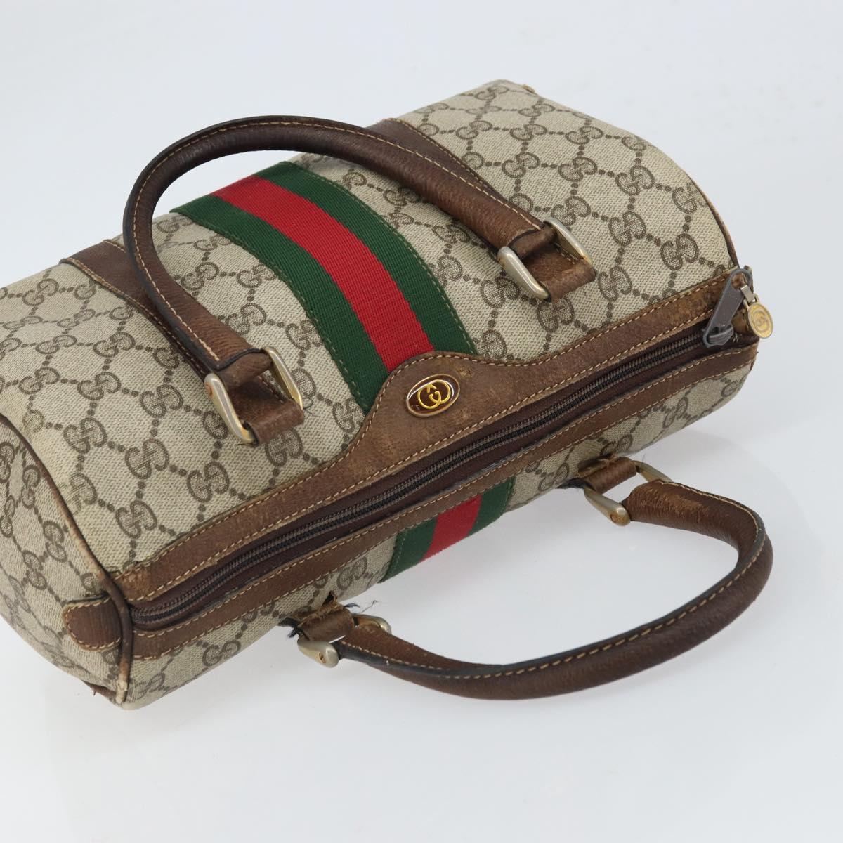 GUCCI GG Supreme Web Sherry Line Bag PVC Beige Red 012 3841 58 Auth 166727