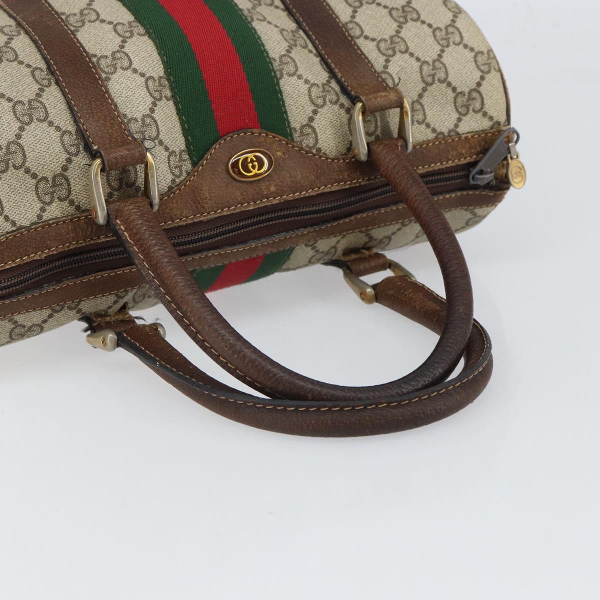 GUCCI GG Supreme Web Sherry Line Bag PVC Beige Red 012 3841 58 Auth 166727