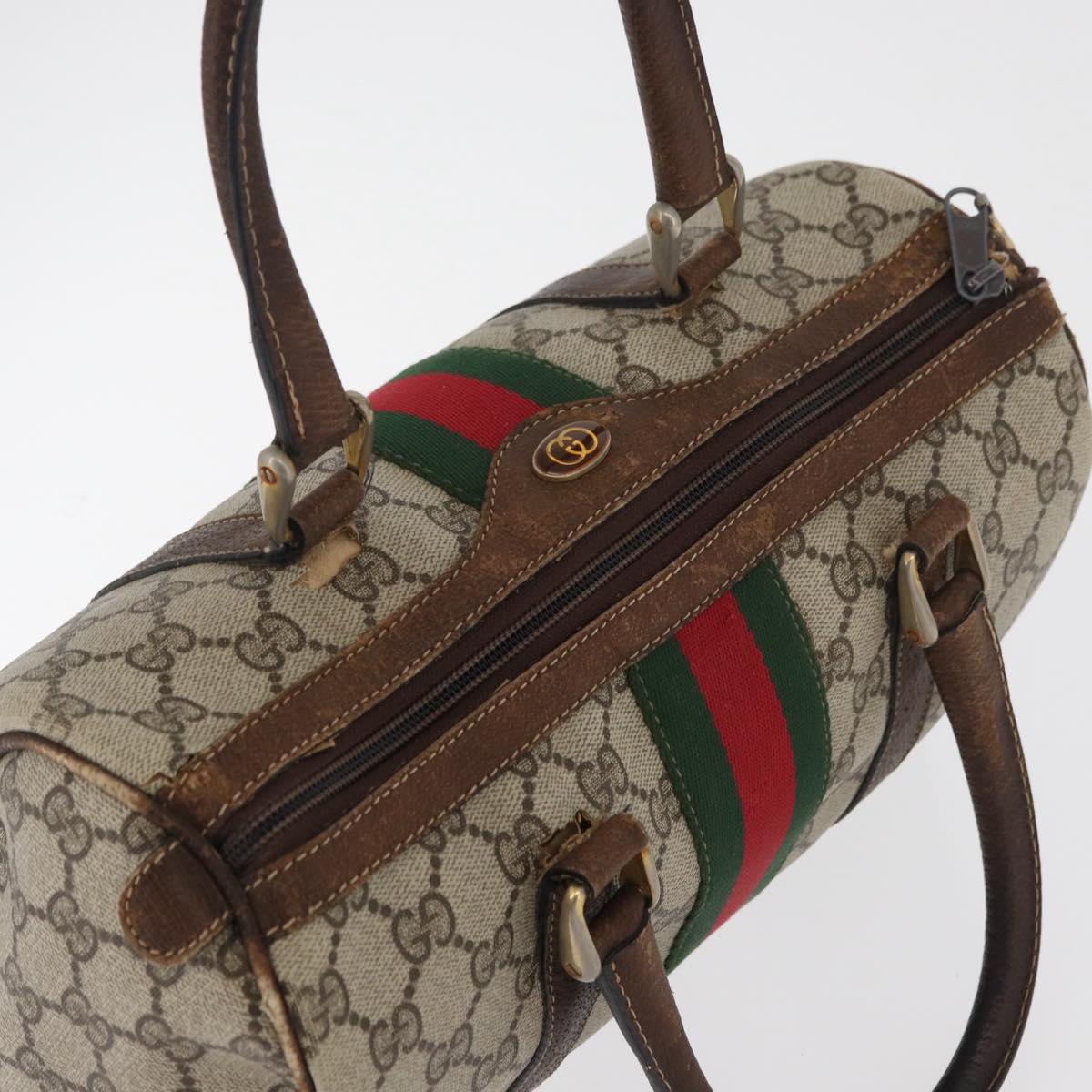 GUCCI GG Supreme Web Sherry Line Bag PVC Beige Red 012 3841 58 Auth 166727
